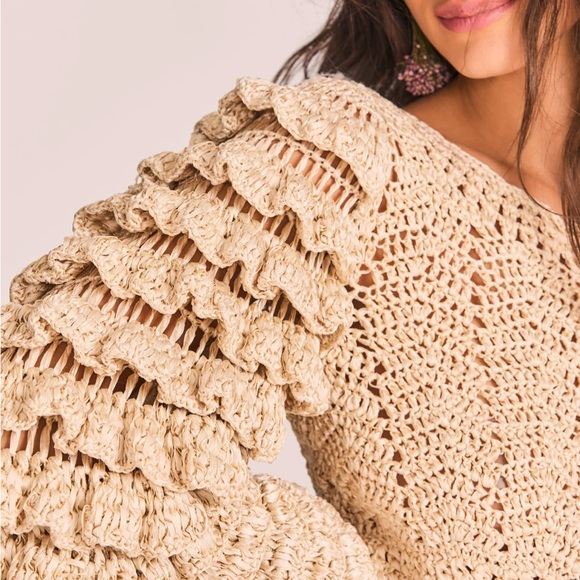 LoveShackFancy Junice Crop Cardigan in Sand - Picture 11 of 13